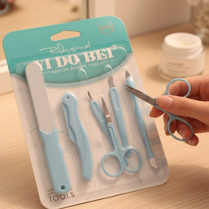 Mani Pedi Kit 6 Pcs Abs Plastic Professional Grooming Tools Set (Random Color)