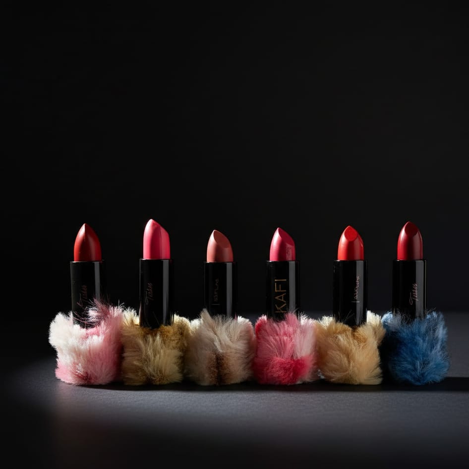 High Pigmented Fur Style Fluffy Lipstick Set 6 Pcs Creamy Multicolor Lipsticks