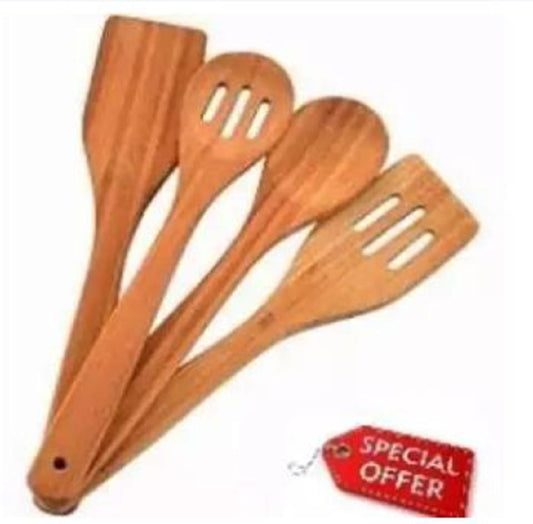 Pack Of 4 - Wooden Spoon Set - Light Brown Kitchen Tools &amp; Gadgets | Kitchen Essentials for Daily Meal Preparation, Suitable for All Types of Cooks from Beginners to Experts.