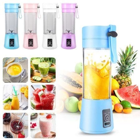 Rechargeable Portable Mini Juicer Blender – 6 Blades, 380ml Outdoor Juicing Cup [Random Color] With Box