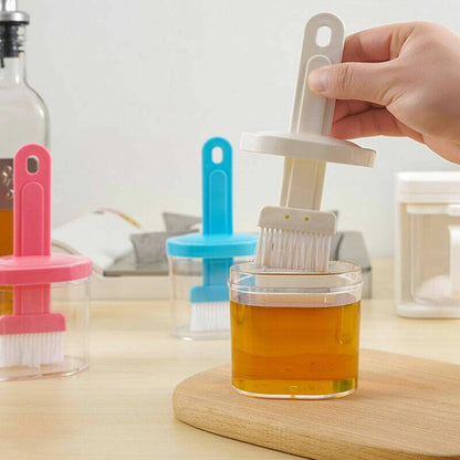 Oil Bottle with Silicone Brush – Durable Kitchen Tool for Easy Cooking and Baking Use.( Random Color)