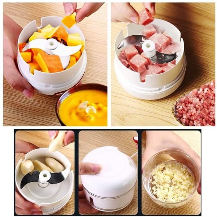 Mini Food Chopper – Hand-Powered Meat Grinder, Mincer, Mixer & Blender for Fruits, Vegetables, Nuts, and Meat | Powerful & Portable Kitchen Tool