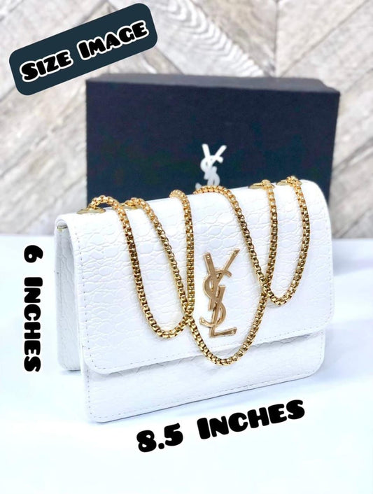 Premium Croc-Embossed Vegan Leather Crossbody Bag with Elegant Gold-Tone Chain Strap and Iconic Signature Hardware